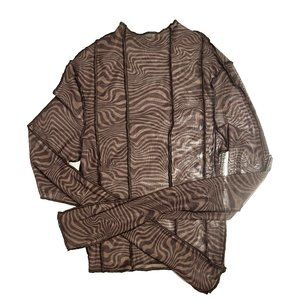 Brown Wavy Mesh Crop Top 🎀 H&M Divided / US XS